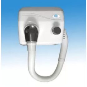   Gégecsöves, nyomógombos, uszodai hajszárító, fehér színű szinterezett fém burkolattal, 1100 W