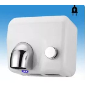   Nyomógombos kézszárító, fehérre szinterezett rozsdamentes acél burkolattal (2300 W)